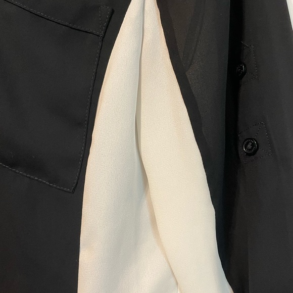 Express Black and White Button Down Blouse - Picture 3 of 3